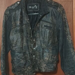 Women's Moto Style Jacket in Black and Brown